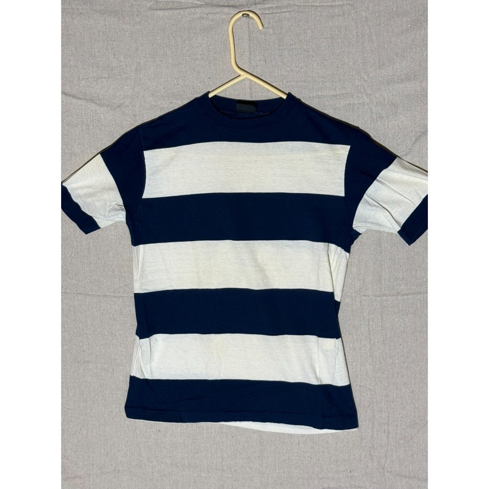 Vintage 70s Grubb Stuff Robert Bruce Striped T-Shirt Medium Navy USA Distressed